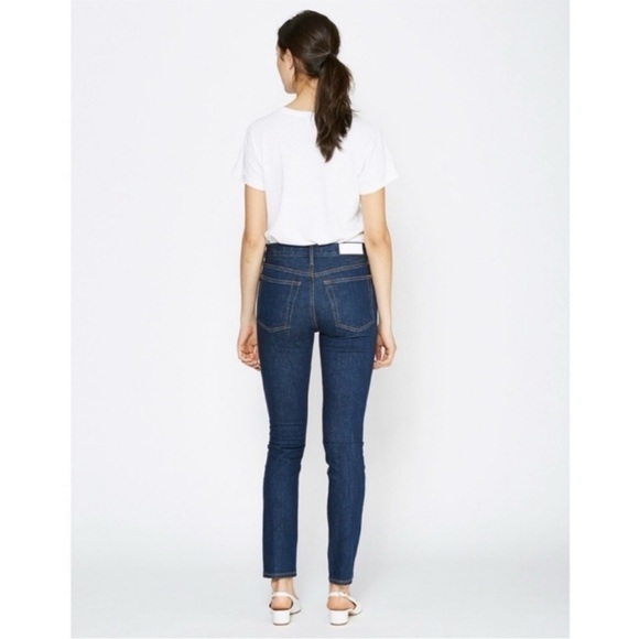 RE/DONE Originals Women's High Rise Ankle Crop Jeans in Rinse Button Fly - Picture 2 of 6